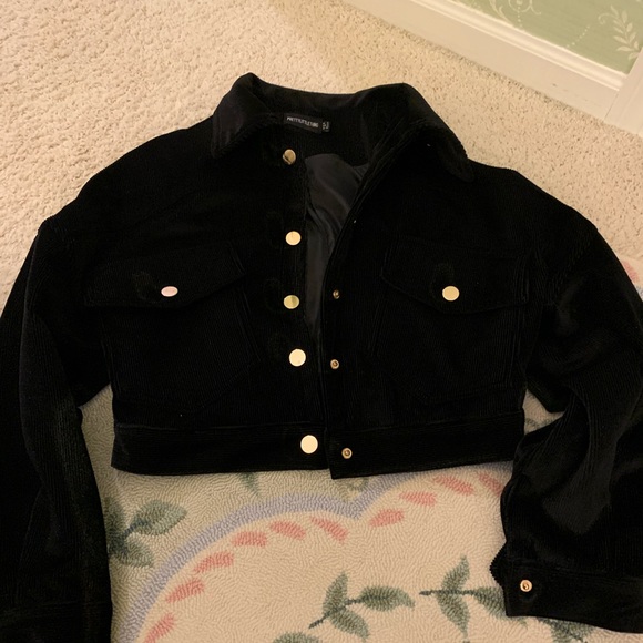 PrettyLittleThing Jackets & Blazers - Black velour bomber jacket